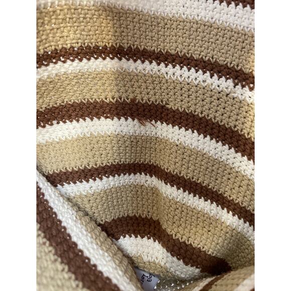 La Luna Loca Cream Striped 100% Cotton Y2K Knit Style Bucket Hat - Picture 4 of 8